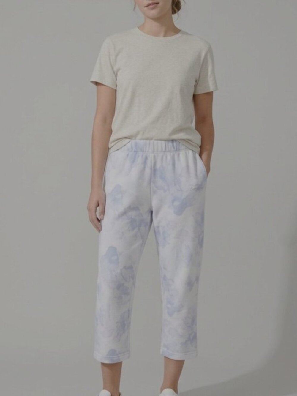Lazypants Tie Dye Grey and Blue Patterned Ankle Joggers